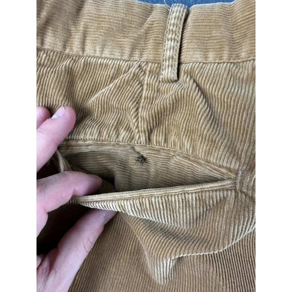 Polo Ralph Lauren Pants Men's 37x33* Brown Corduroy Vintage Flat‎ Front Retro*